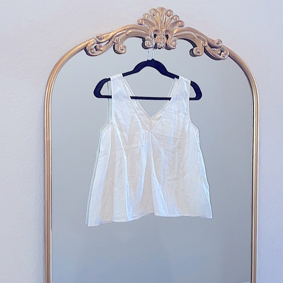 Johnny Was Calme Drape Tank Top Double V Neck Sleeveless 100% Cotton Size M - Picture 3 of 7